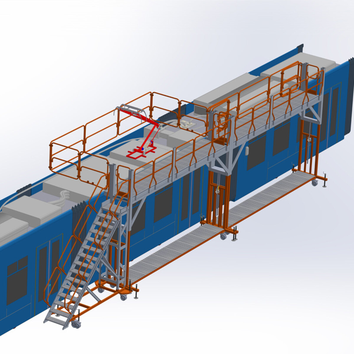 Sujungiama traukinių ir autobusų stogų priežiūros platforma Faraone PL1046