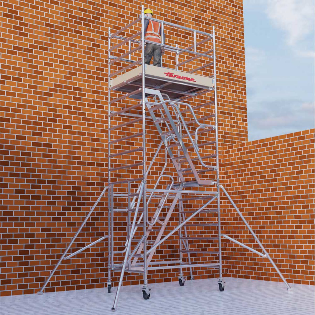 Mobile scaffold tower Faraone TOP SYSTEM with internal stairs 135 x 180 cm - Photo 72264