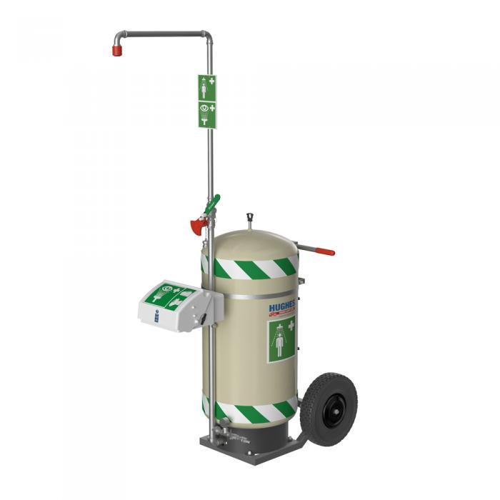 40K-Unheated Mobile Safety Shower with Eye/Face Wash-Hughes Unheated Mobile Safety Shower with Eye/F