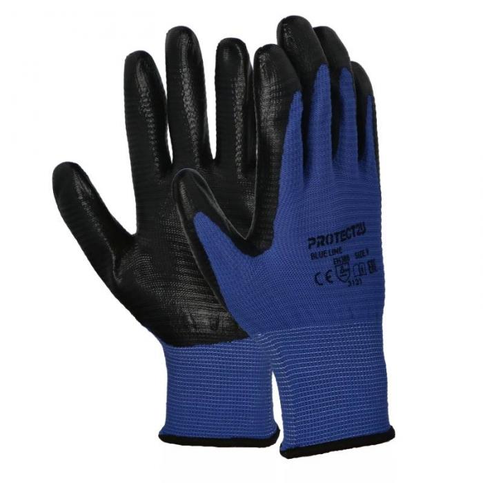 PROTECT2U Gofruotos pirštinės BLUE 9 Kabykla