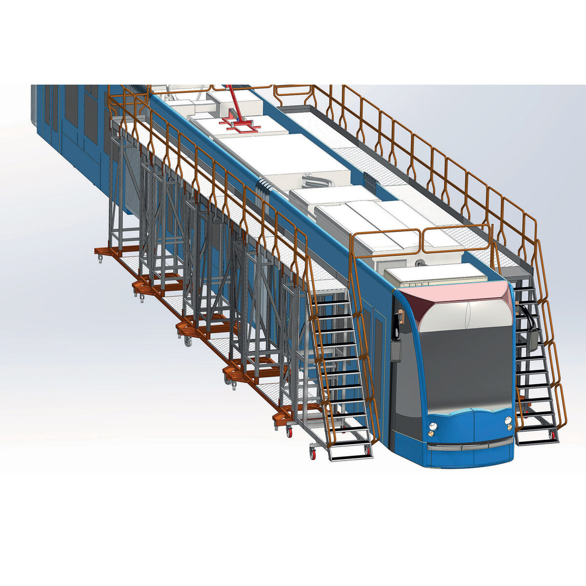 Traukinių ir autobusų stogų bei apatinės dalies priežiūros platforma Faraone PL1001