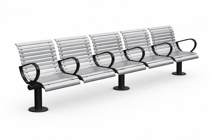 Modular Steel Bench with Armrests 2800 mm