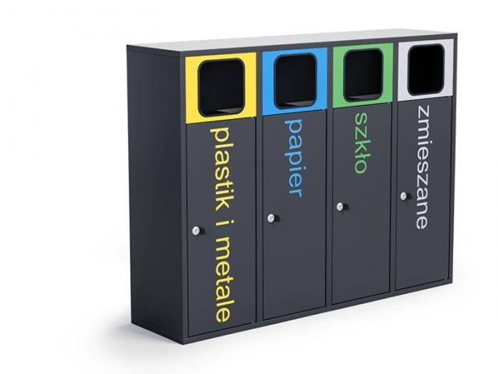 Sorting bin 4x40l / self-adhesive foil inscriptions