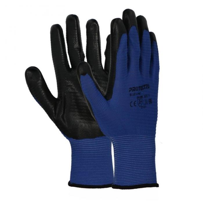 PROTECT2U Gofruotos pirštinės BLUE 11 Kabykla