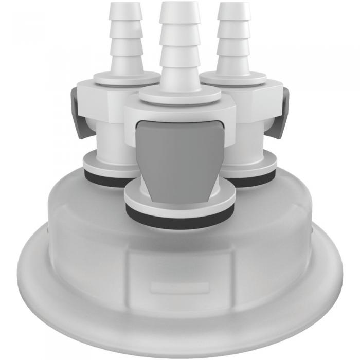 12871-Adapter for Carboy Cap, 83mm, with Three 1/4" Hose Barbs, Quick Connects-Justrite   Not D