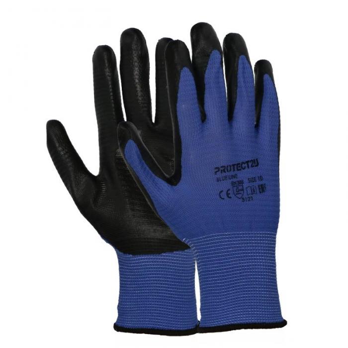 PROTECT2U Gofruotos pirštinės BLUE 10 Kabykla