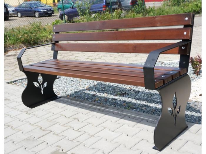 Bench with backrest armrests 180 x 40 x 44 cm