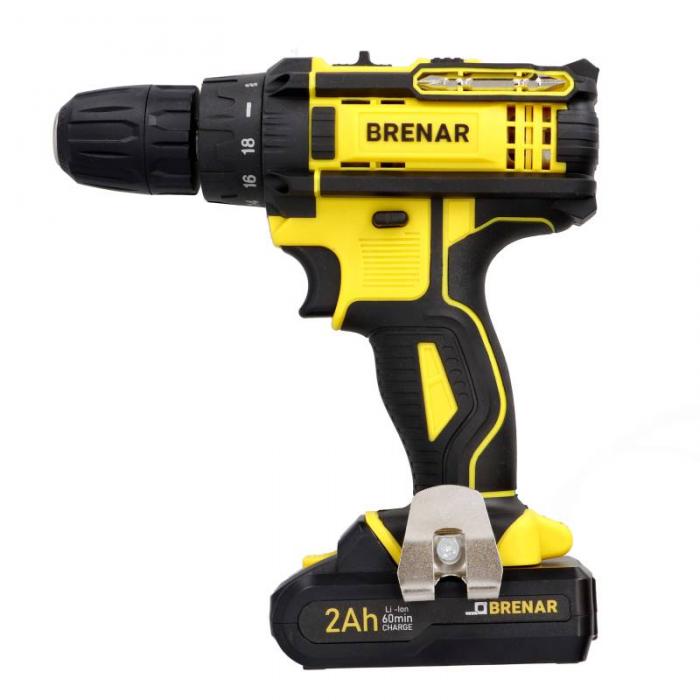 BRENAR drill/driver 18V 2Ah, 1 battery, fast charger
