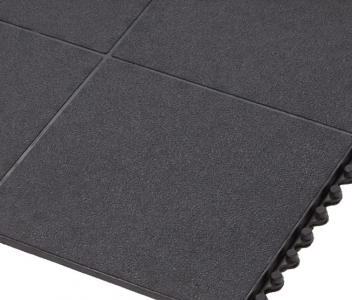 556-Cushion Ease Solid™-Notrax Heavy duty modular rubber tiles 91cm x 91cm Black