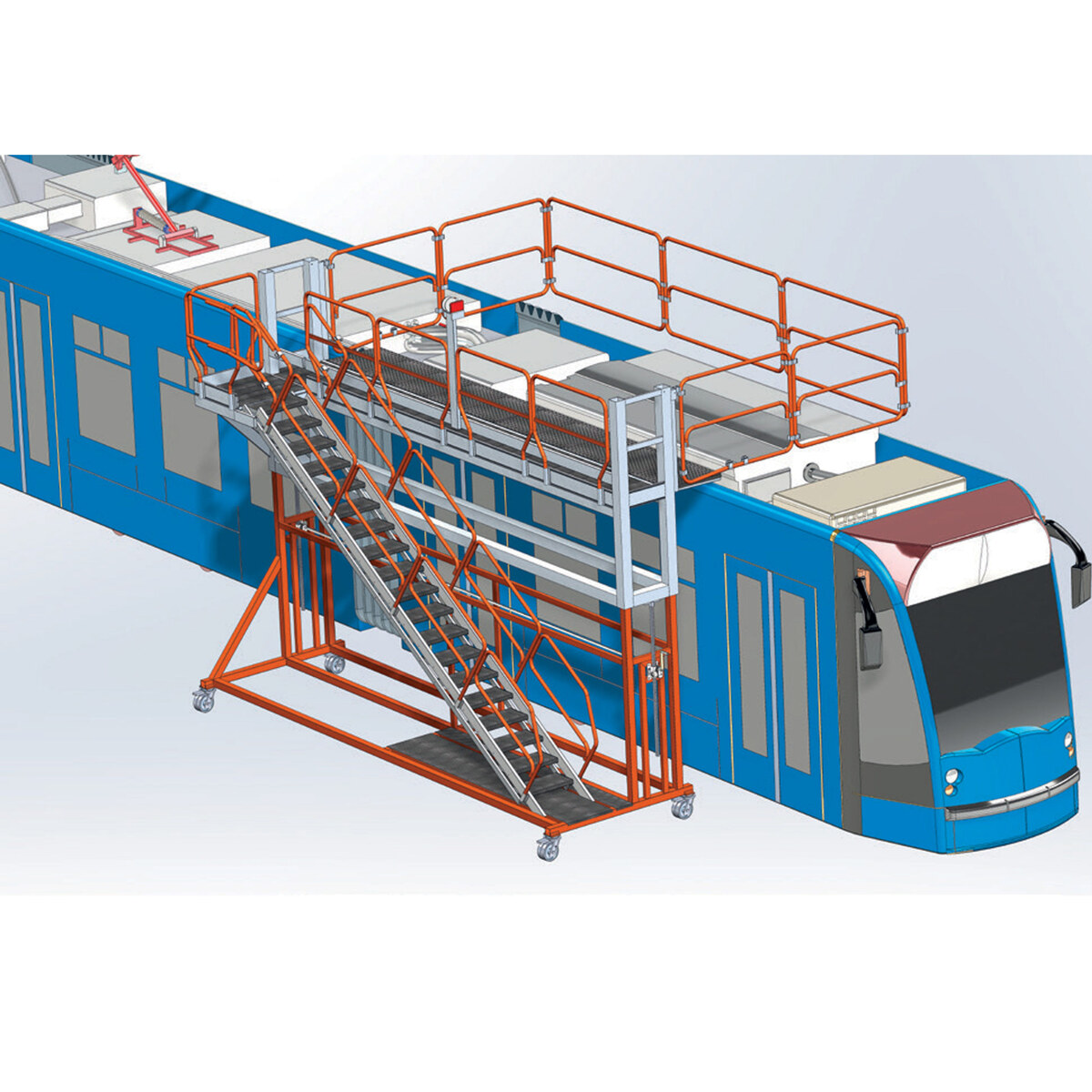 Reguliuojamo aukščio traukinių ir autobusų stogų priežiūros platforma Faraone PL1004