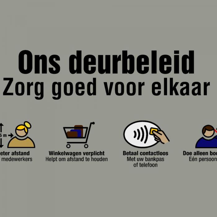 175D-Déco Design™ Standard COVID-19 Deurbeleid-Notrax Door Policy entrance mat.