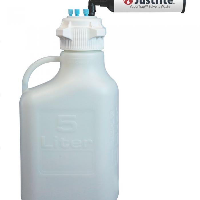 12801-VaporTrap™ Carboy with filter Kit, 5L HDPE, 83mm cap, 6 ports 1/8" OD tubing-Justrite   N