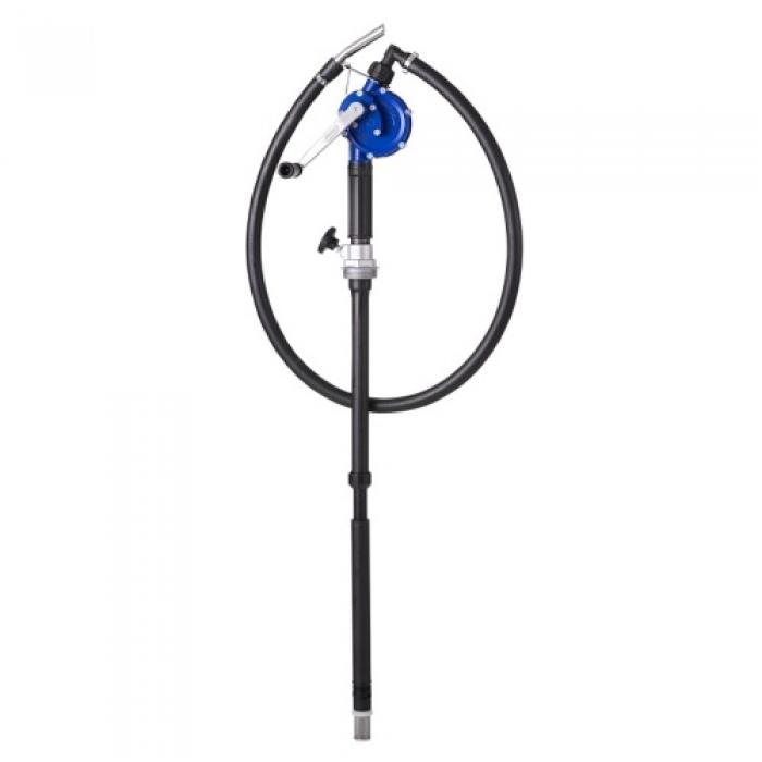 Hand crank pump with drain hose