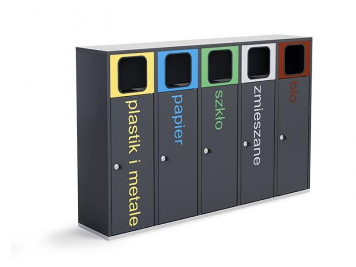 5x30l sorting bin/inscriptions, self-adhesive foil