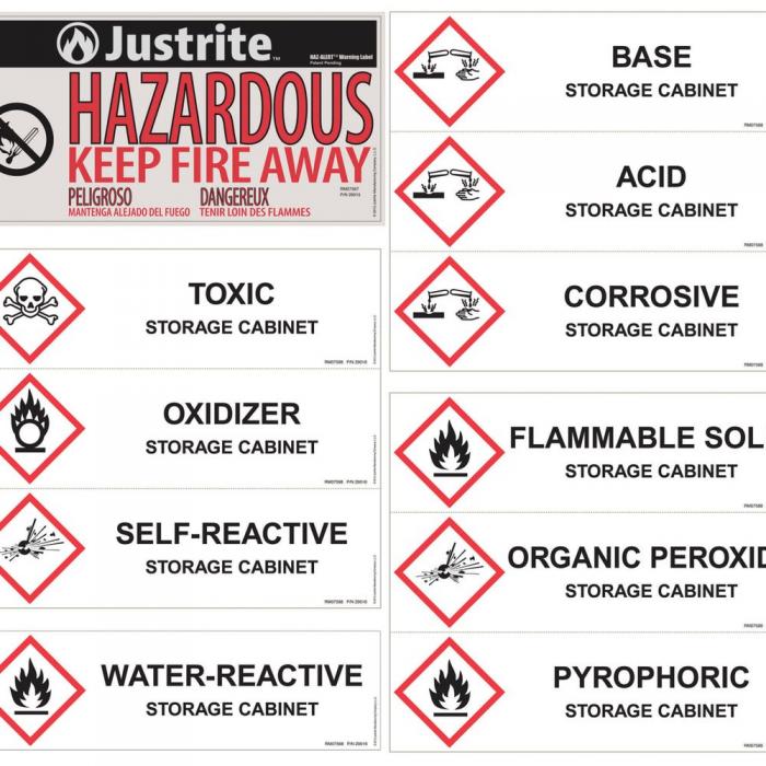 29017-Replacement/ Retrofit Label Pack for Hazardous Material Cabinets-Justrite