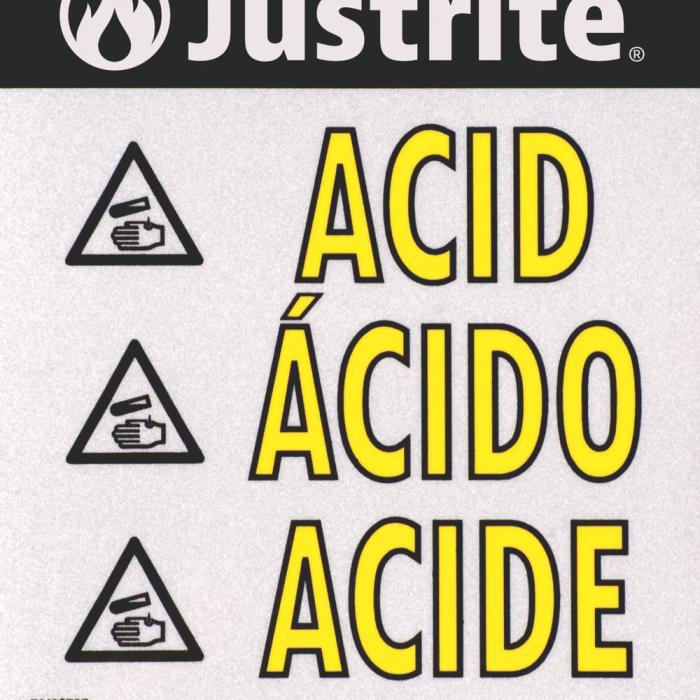29006-Haz-Alert™ Acid large warning label for safety cabinet-Justrite   Logo