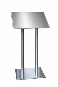 ARUNA Stainless Steel Information Stand (Angled) 820 × 620 mm viršus 3 mm / vamzdžiai 2 mm / pagrindas 4 mm